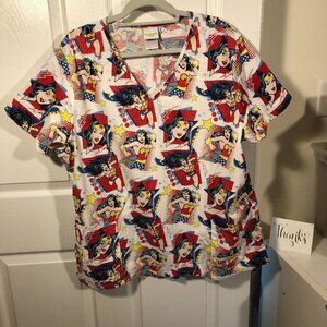 Wonder woman Scrub top, short sleeves, size 2XL